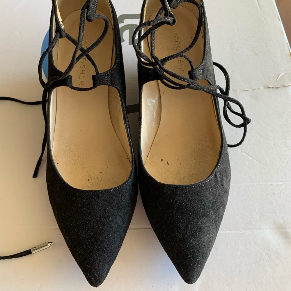 Faux suede laced up heels